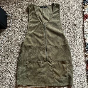 Obey zip up pocket mini dress corduroy